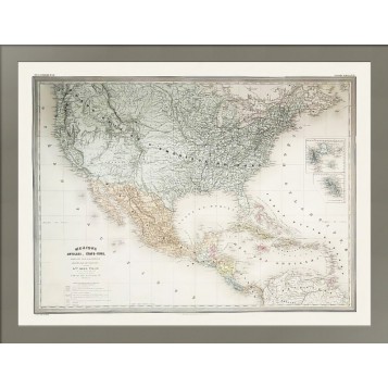 Антикварная карта Мексика, Карибский бассейн и США