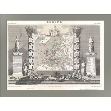 Антикварная карта Европы 1852 года