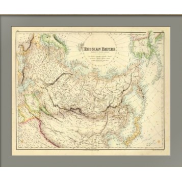Россия в Европе, Азии и Америке. Старинная карта. 1855 год