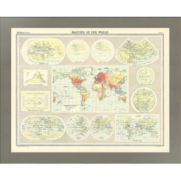 Антикварная карта Картография мира. 1922г. История изучения Земли