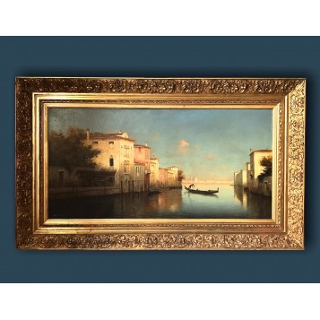 Старинная картина с венецианским пейзажем
