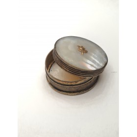 Миниатюрная круглая шкатулка с перламутром, рубеж 19-20 вв.