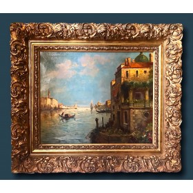 Антикварная картина Венецианский пейзаж, Европа, 19 в.