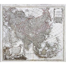 1744 Азия. Хасе/Бём. Старинная редкая гравированная карта