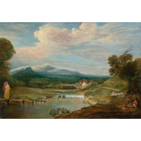 Копия с картины Ватто Пейзаж с водопадом