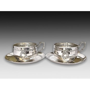 Антикварные парные серебряные чайные пары