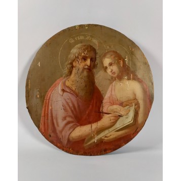 Старинная икона Святой евангелист Матфей и ангел