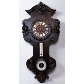 Старинные настенные часы с барометром и термометром,Франция, XIX век