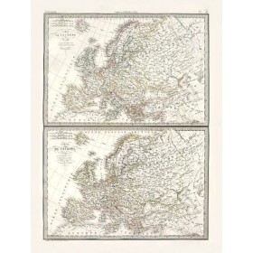 Старинная карта Европа в 1789 и 1831 годах