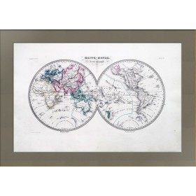 Антикварная карта Мир Полушария