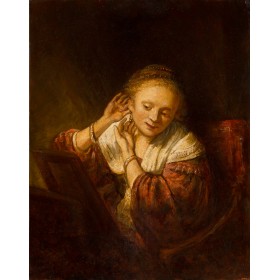 Копия картины Рембрандта "Девушка, примеряющая серьги".