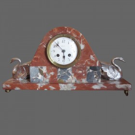 Антикварные каминные часы с лебедями