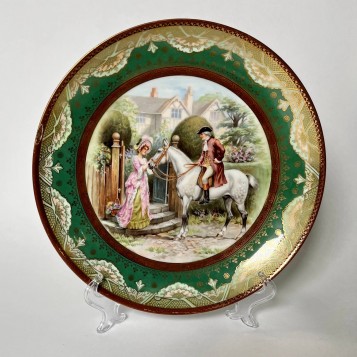 Старинная тарелка с дамой и кавалером Граф Гаррах