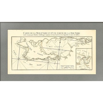 Старинная карта Азовского моря и части Черного моря, составленная в 1774 году господином Кинсбергеном
