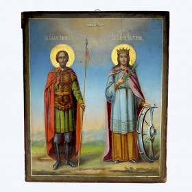 Старинная икона избранных святых