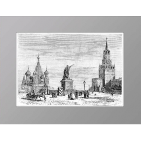 Старинная гравюра "Москва. Красная площадь", 1880 г.