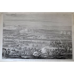 Старинная гравюра "Битва при Аустерлице" с картины Карла Верне