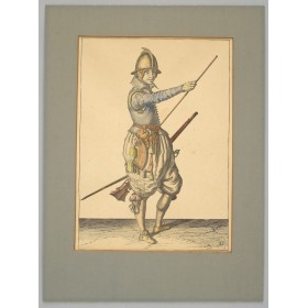 Старинная гравюра "Аркебузир" №25, Якоба де Гейн II