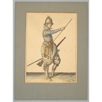 Старинная гравюра "Аркебузир" №25, Якоба де Гейн II