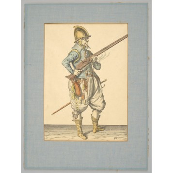 Антикварная гравюра "Аркебузир"№36. Якоб де Гейн II, Нидерланды