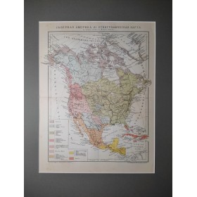 Старинная этнографическая карта Северной Америки, 1900-е гг.
