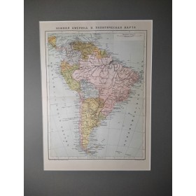 Антикварная карта Южной Америки из словаря Брокгауза, 1900-е гг.