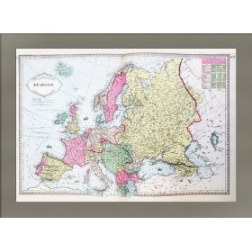 Старинная тонированная карта Европы, 1892 г.