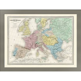 Старинная карта Европы и Франции в 1812 году