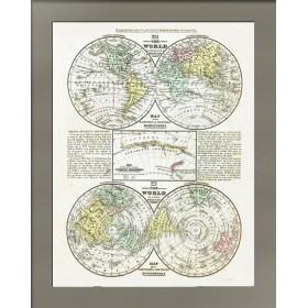 Антикварная карта мира в экваториальной и полярной проекциях