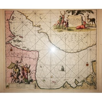 Антикварная морская карта Белого моря, 1700 г.