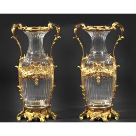 Парные антикварные вазы Baccarat (Баккара) XIX века