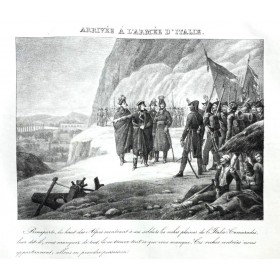 Антикварная гравюра "Прибытие Наполеона в Италию"