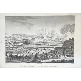 Старинная гравюра сражение при Йене 1850 г. Франция.