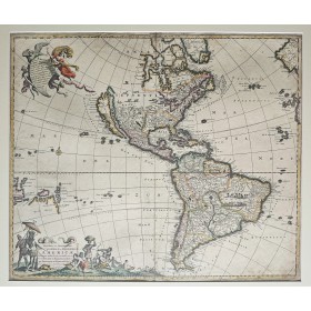 Старинная карта Северной и Южной Америки, де Вит