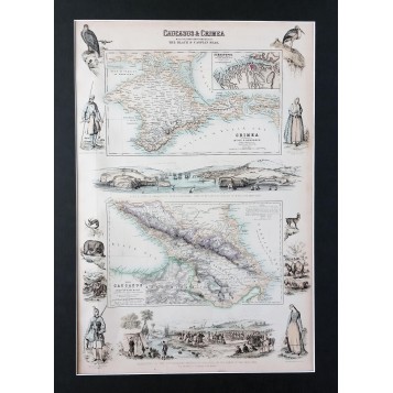 Старинная карта Крыма и Кавказа, 1872 г.