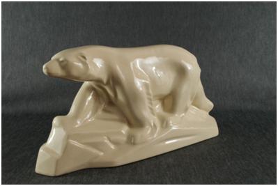 Кабинетная скульптура Арт-деко Шарль Лемансо. Белый медведь.1930-е