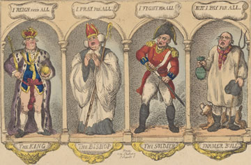 Т. Роулендсон. Один с сошкой-трое с ложкой.1811