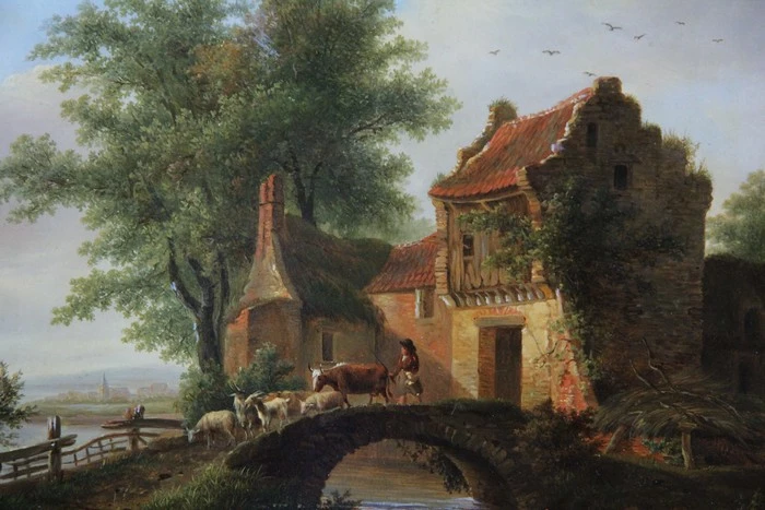 антикварный голландский пейзаж 18 века